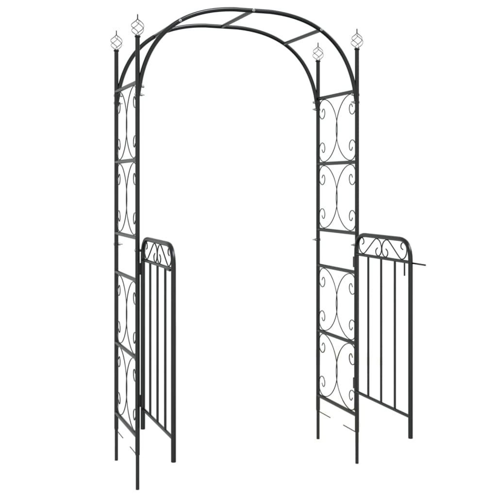 Voir la diapositive 5 : VIDAXL Arche de jardin avec portail noir 108x45x235 cm acier