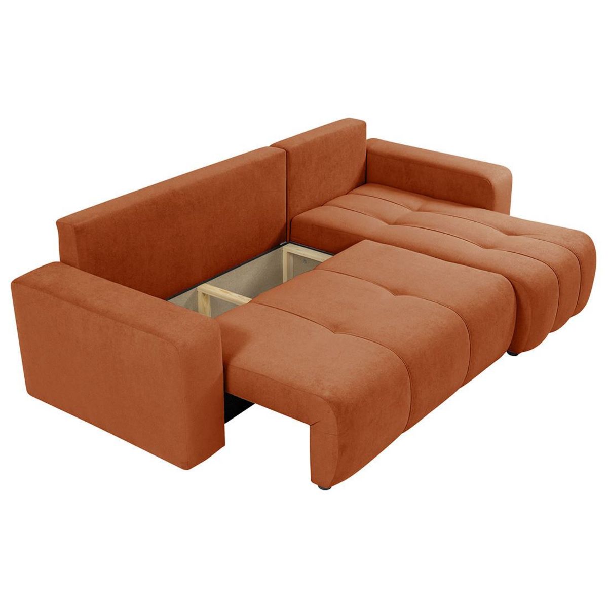 BEST MOBILIER Nicole - canapé d'angle réversible 4 places convertible avec coffre en tissu