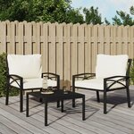 VIDAXL Chaises de jardin et coussins sable lot de 2 68x76x79 cm acier