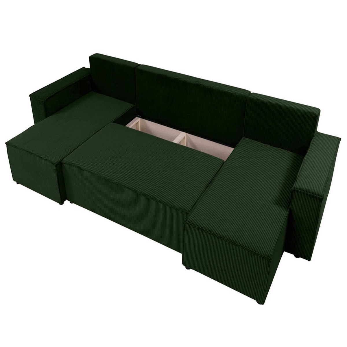 BEST MOBILIER Cezanne - canapé panoramique en u - 7 places - convertible avec coffre - en velours côtelé