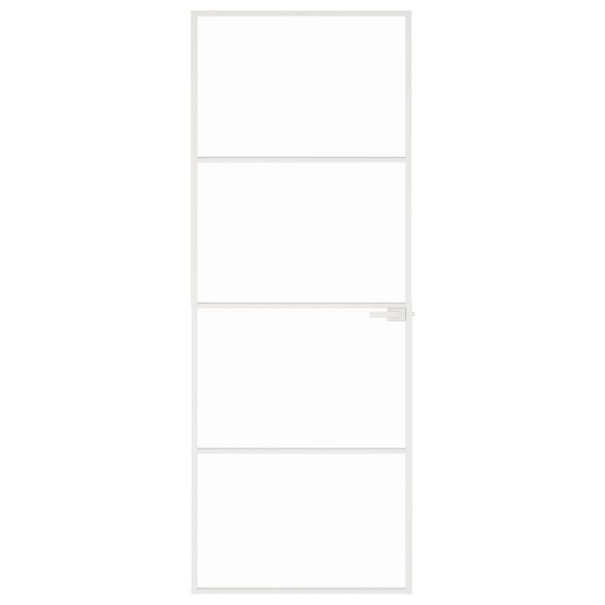 VIDAXL Porte d'interieur Blanc 76x201,5 cm Trempe verre aluminium fin