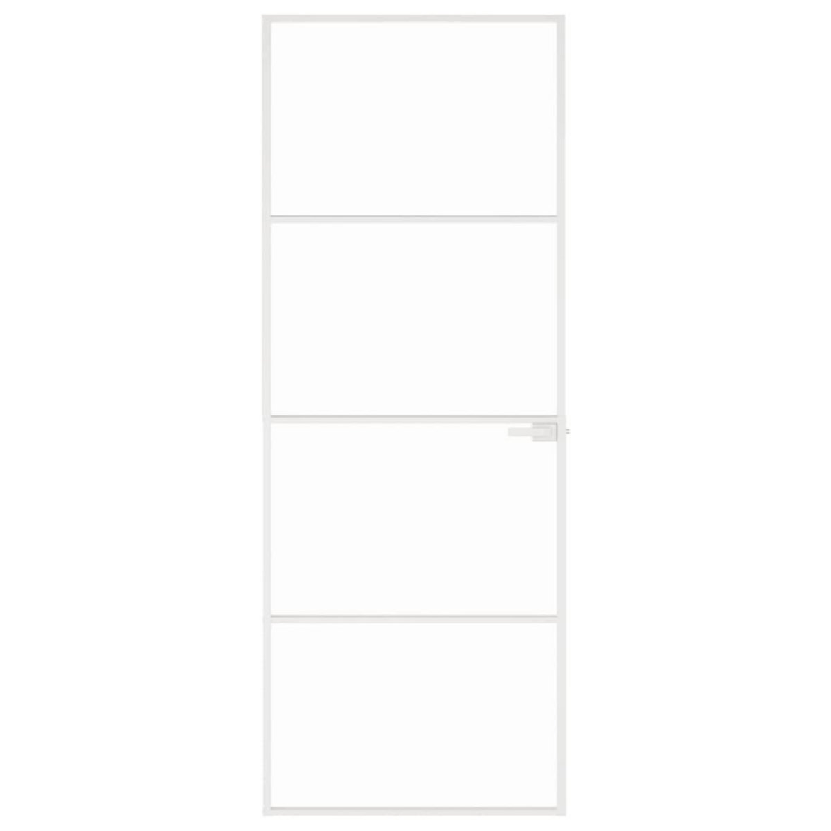VIDAXL Porte d'interieur Blanc 76x201,5 cm Trempe verre aluminium fin