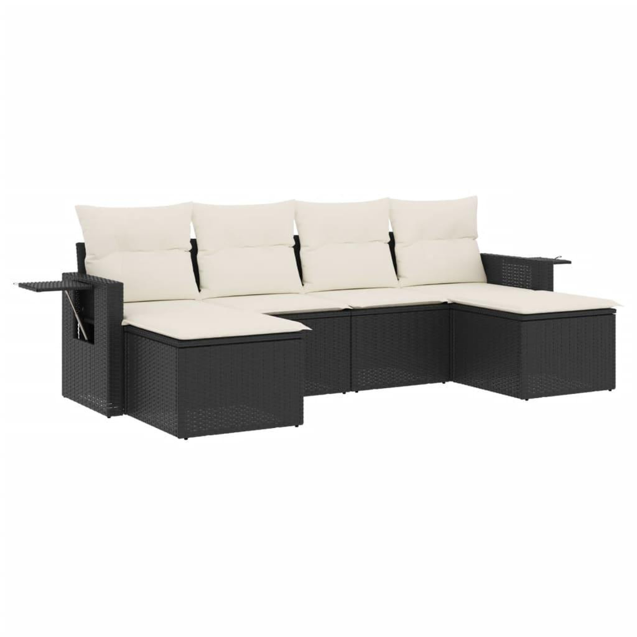 Voir la diapositive 2 : VIDAXL Salon de jardin 6 pcs avec coussins noir resine tressee