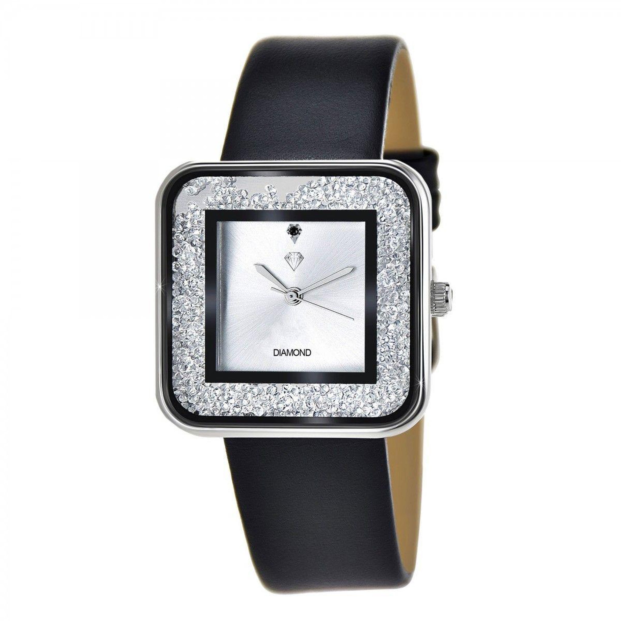 Voir la diapositive 1 : SC CRYSTAL Montre élégante Leila SC Crystal ornée d'un véritable diamant noir