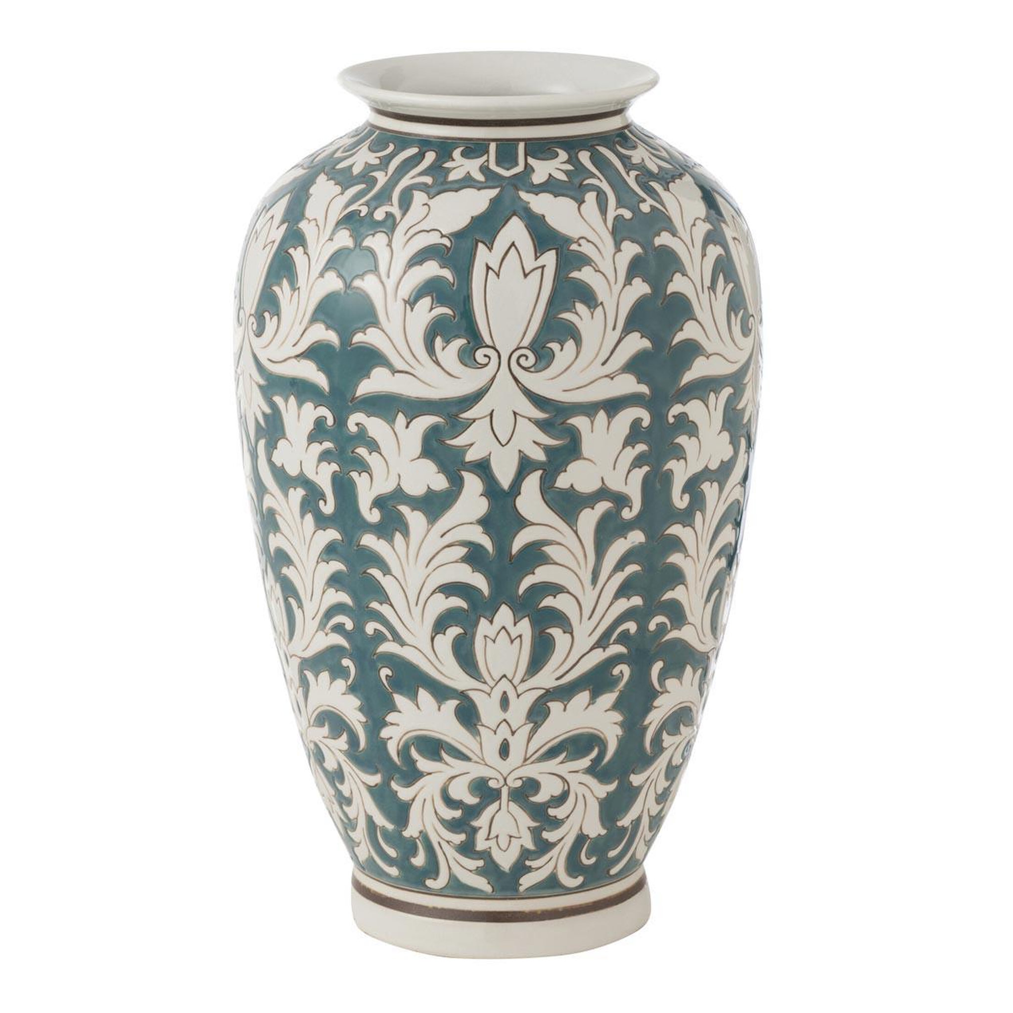 J-LINE Vase déco en verre  victoria  37cm vert & blanc