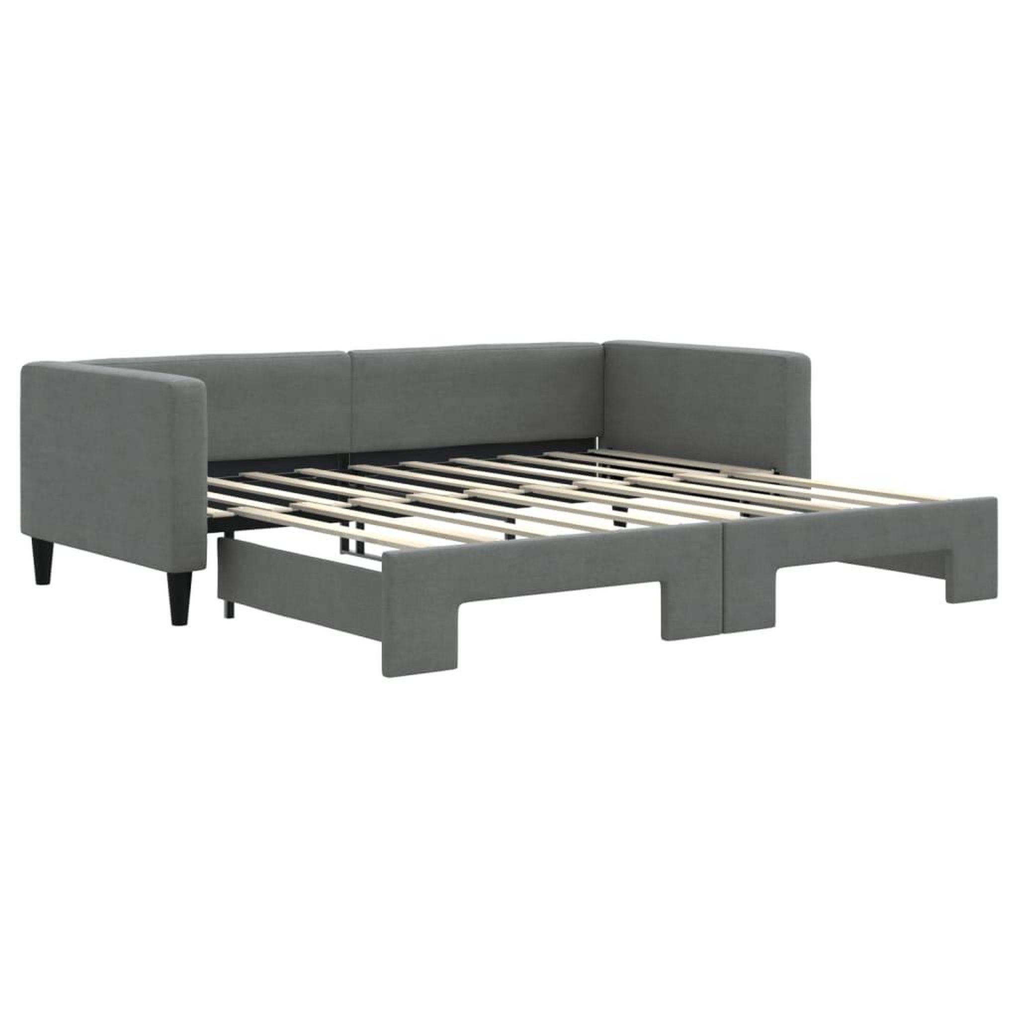 Voir la diapositive 2 : VIDAXL Lit de jour avec gigogne sans matelas gris fonce 90x190 cm