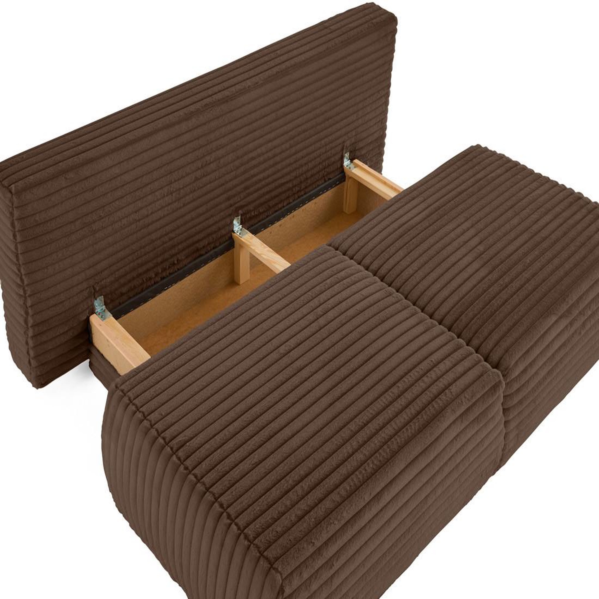 Voir la diapositive 3 : BEST MOBILIER Marvin - canapé 3 places convertible et coffre en fausse fourrure côtelée avec 2 coussins boule inclus