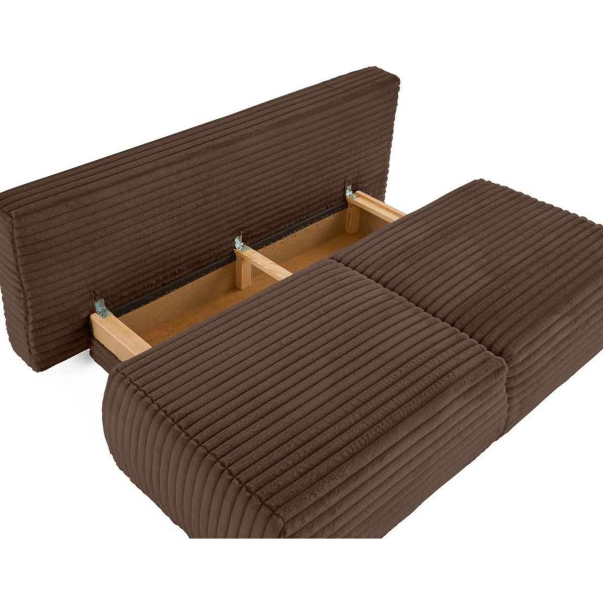 BEST MOBILIER Marvin - canapé 3 places convertible et coffre en fausse fourrure côtelée avec 2 coussins boule inclus