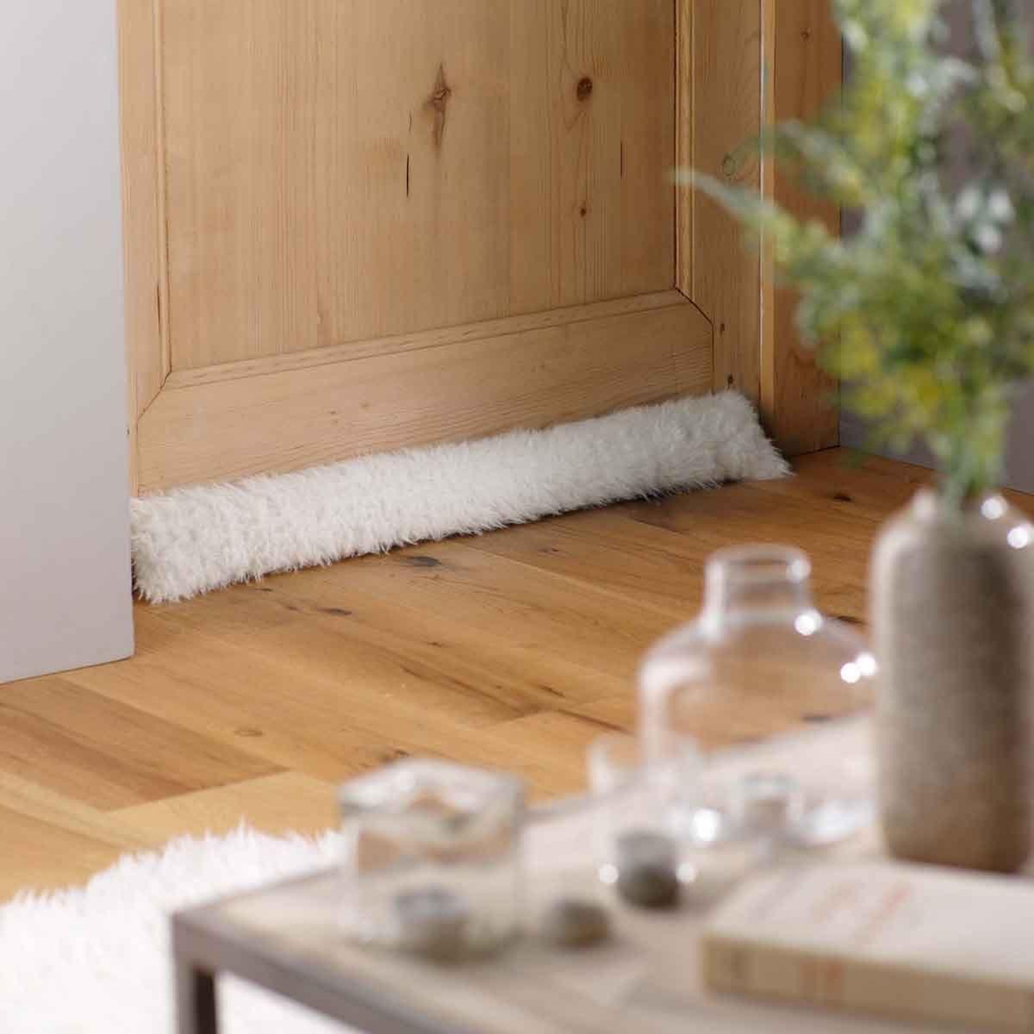 Voir la diapositive 4 : Douceur d'Intérieur Boudin bas de porte  suède  80cm blanc