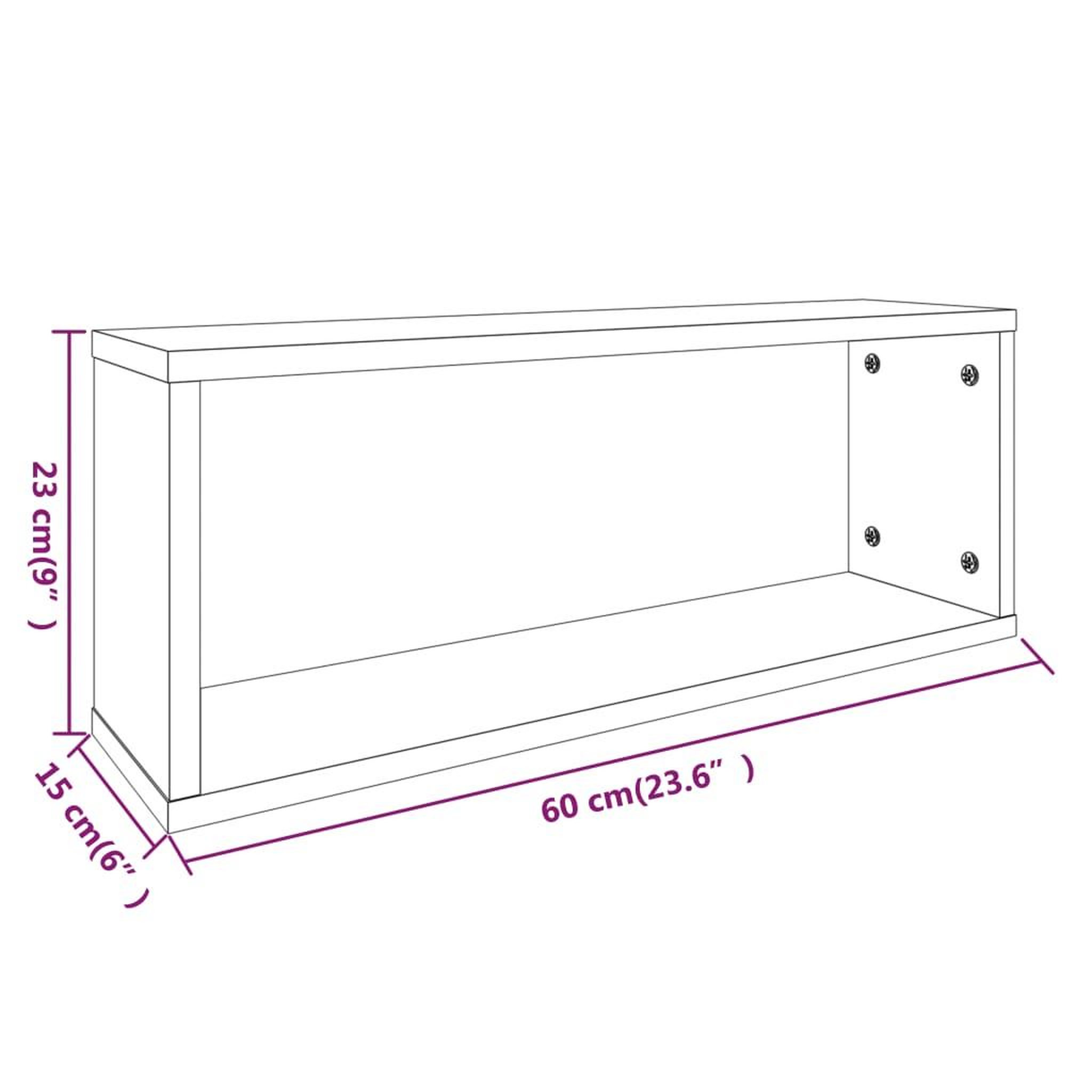 Voir la diapositive 6 : VIDAXL Etageres murales cube 4 pcs Chene fume 60x15x23 cm Bois