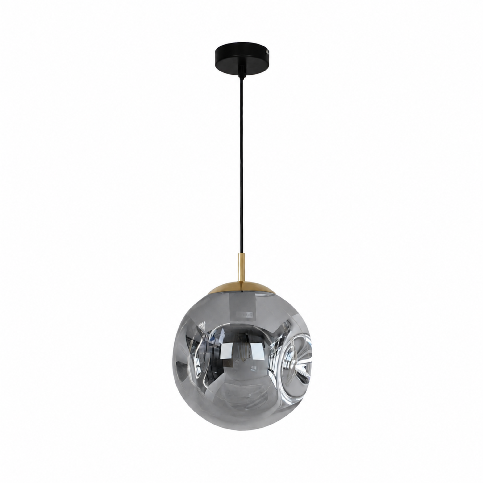 Voir la diapositive 3 : MAISON PAVANE Suspension chrome en verre D25 cm-Brume
