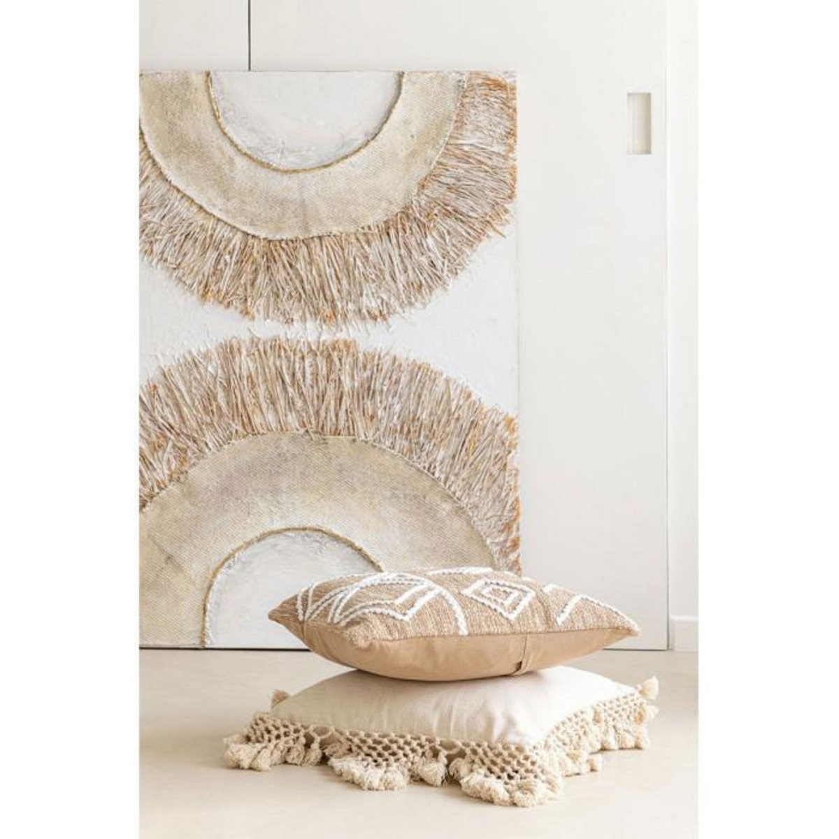 Paris Prix Coussin Déco  Franges  62x62cm Beige