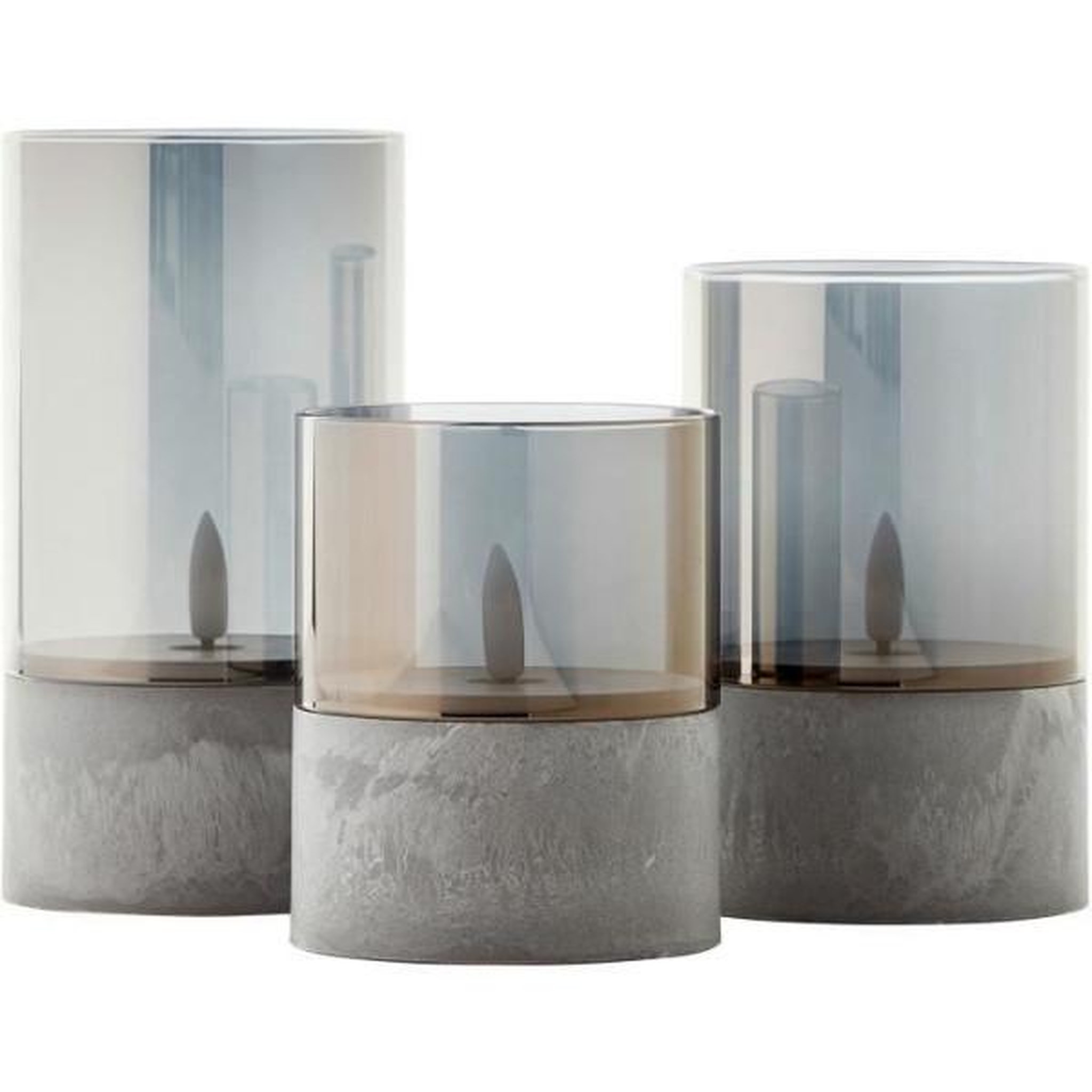 Voir la diapositive 5 : BRILLIANT Lot 3 Lampes a poser LED BOUGIE BRILLIANT - 2500K - Plastique et verre - Gris et verre fumé