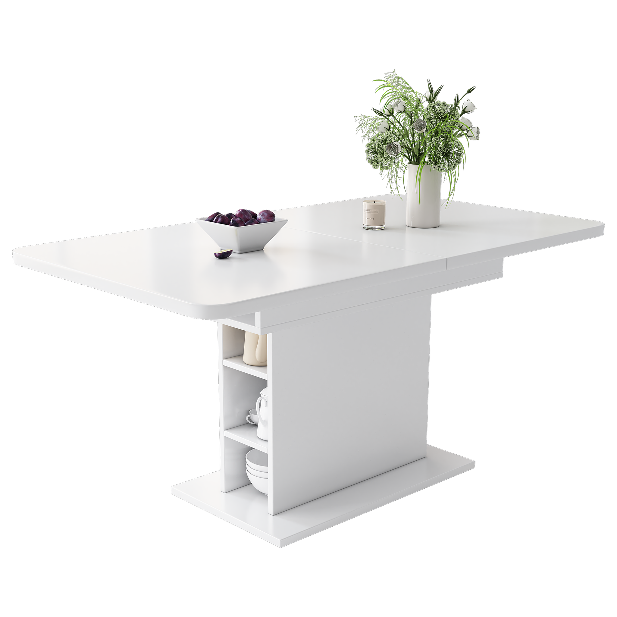 Voir la diapositive 1 : MERAX Table à Manger 110(130) X 70 X 75cm Extensible Avec Rangement