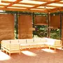 VIDAXL Salon de jardin 10 pcs avec coussins creme Bois de pin