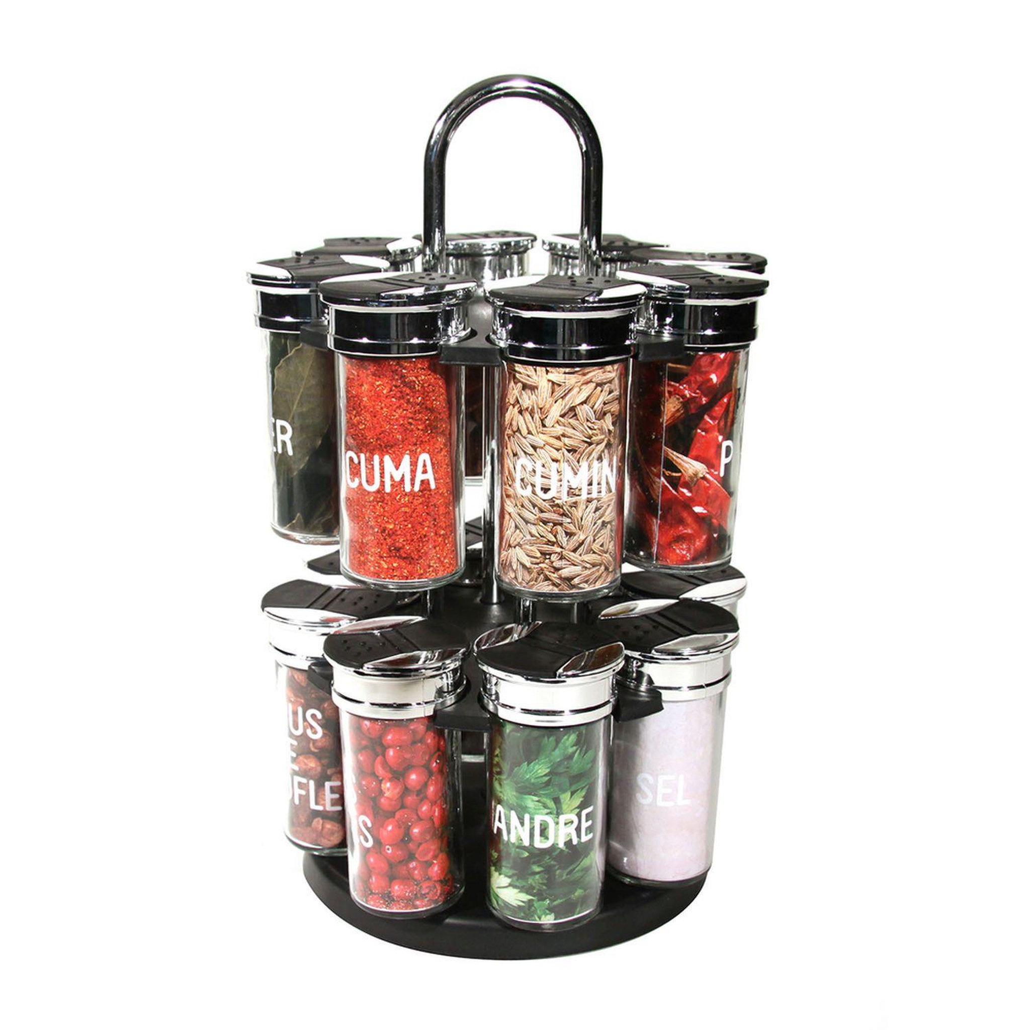 Saveur et dégustation Carrousel à épices cooking - 16 pots - argent