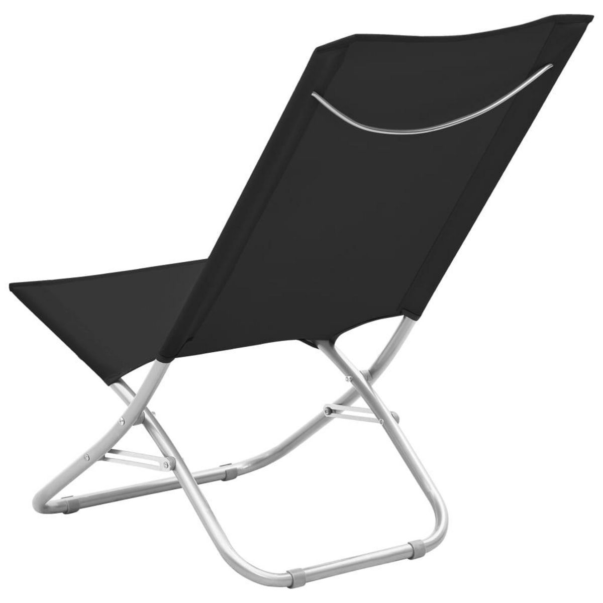 VIDAXL Chaises de plage pliables lot de 2 Noir Tissu