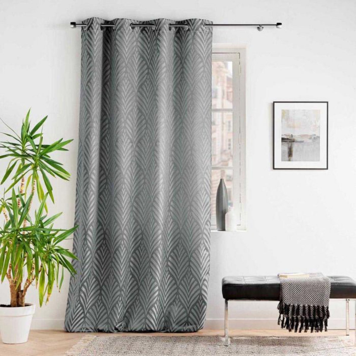 Paris Prix Rideau à Œillets Jacquard  Victoria  140x260cm Gris