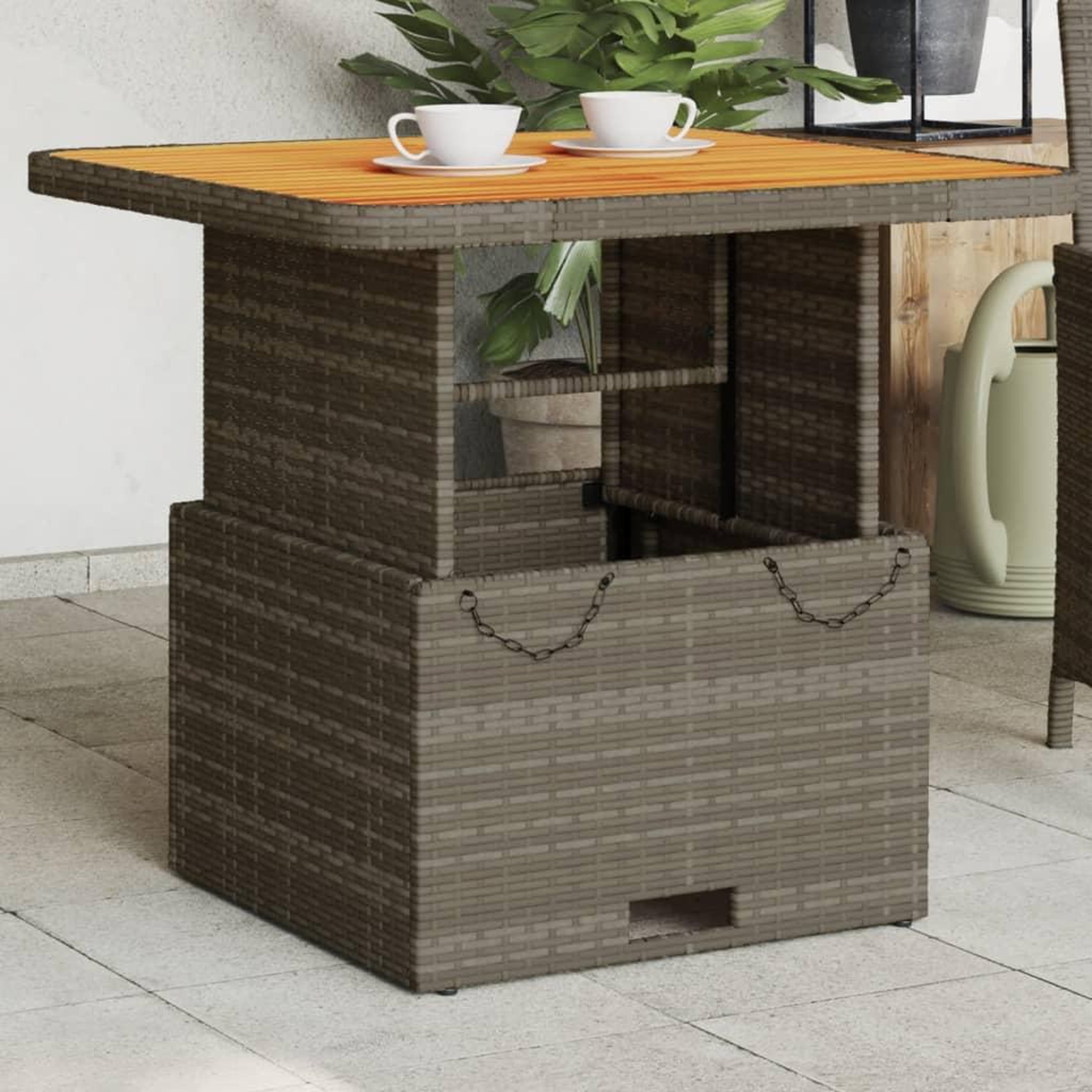 VIDAXL Table de jardin gris 80x80x71 cm resine tressee et bois acacia