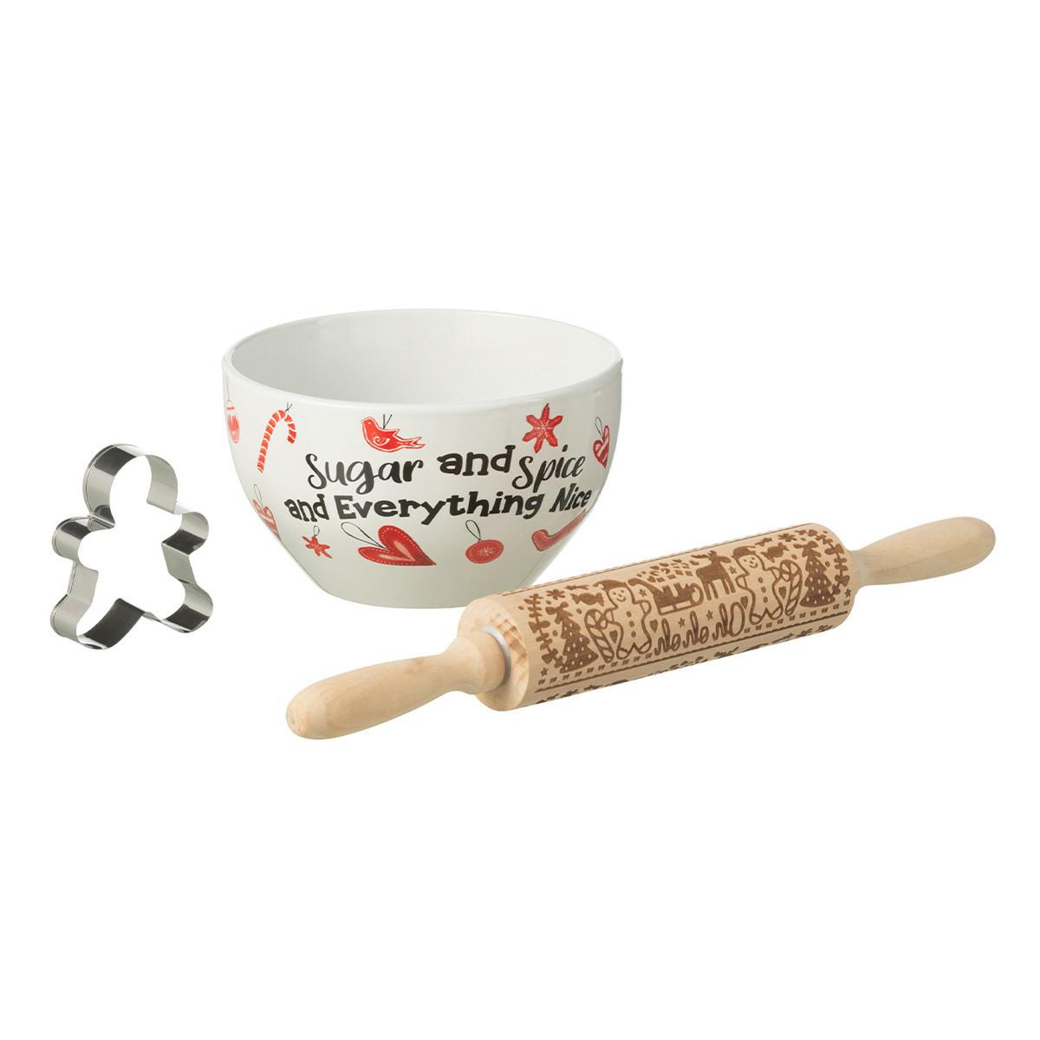 J-LINE Set de pâtisserie de noël  pain d'épice  35cm multicolore