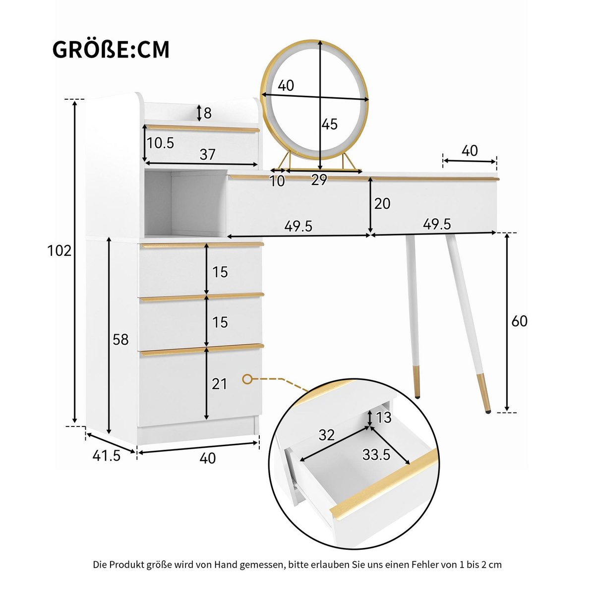 MERAX Coiffeuse coloris blanc panneaux de particules