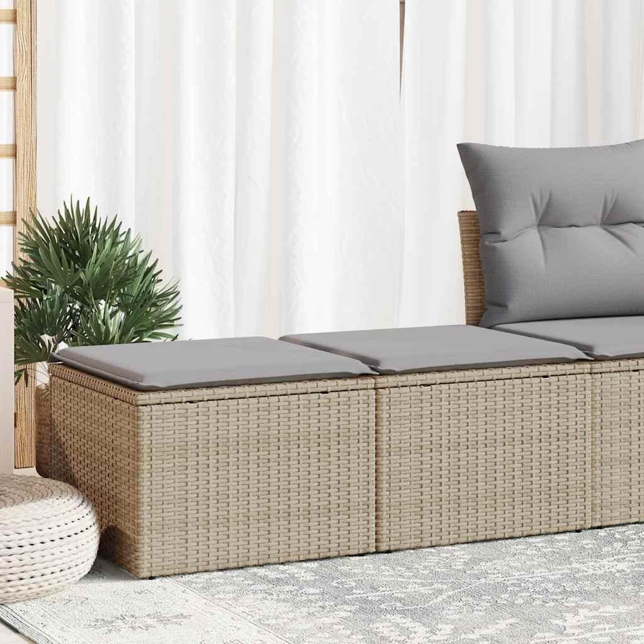 VIDAXL Salon de jardin avec coussins 2 pcs beige resine tressee acacia