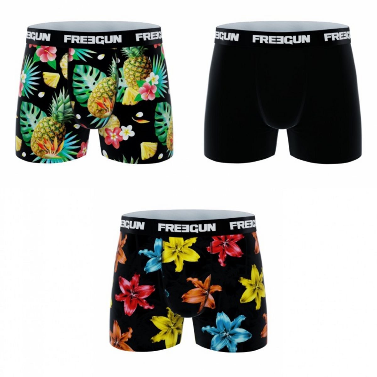 FREEGUN Lot de 3 boxers fantaisies garçon