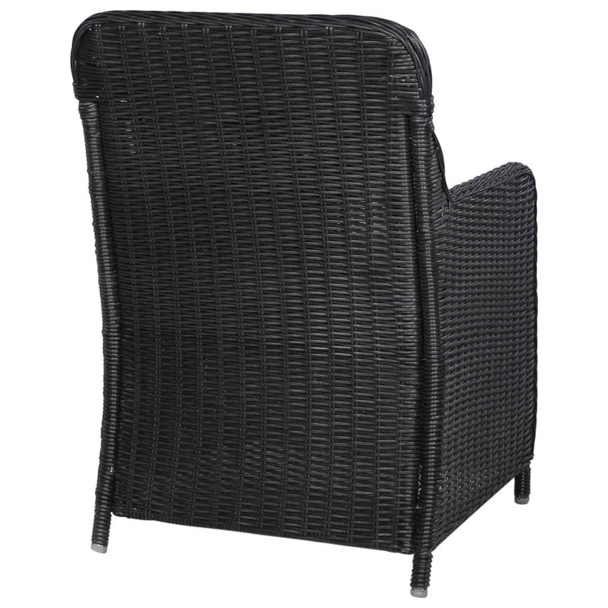 VIDAXL lot de 2 Chaises d'exterieur avec coussins Resine tressee Noir