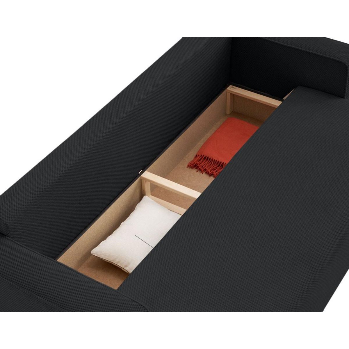 BEST MOBILIER Topaze - canapé droit 3 places convertible avec coffre en velours texturé