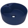 VIDAXL Lavabo de luxe avec trop-plein Bleu fonce mat 36x13cm Ceramique