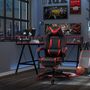 Voir la diapositive 2 : HOMCOM HOMCOM Fauteuil de bureau manager grand confort style baquet racing gamer pivotant inclinable avec coussins et repose-pieds revêtement synthétique noir rouge