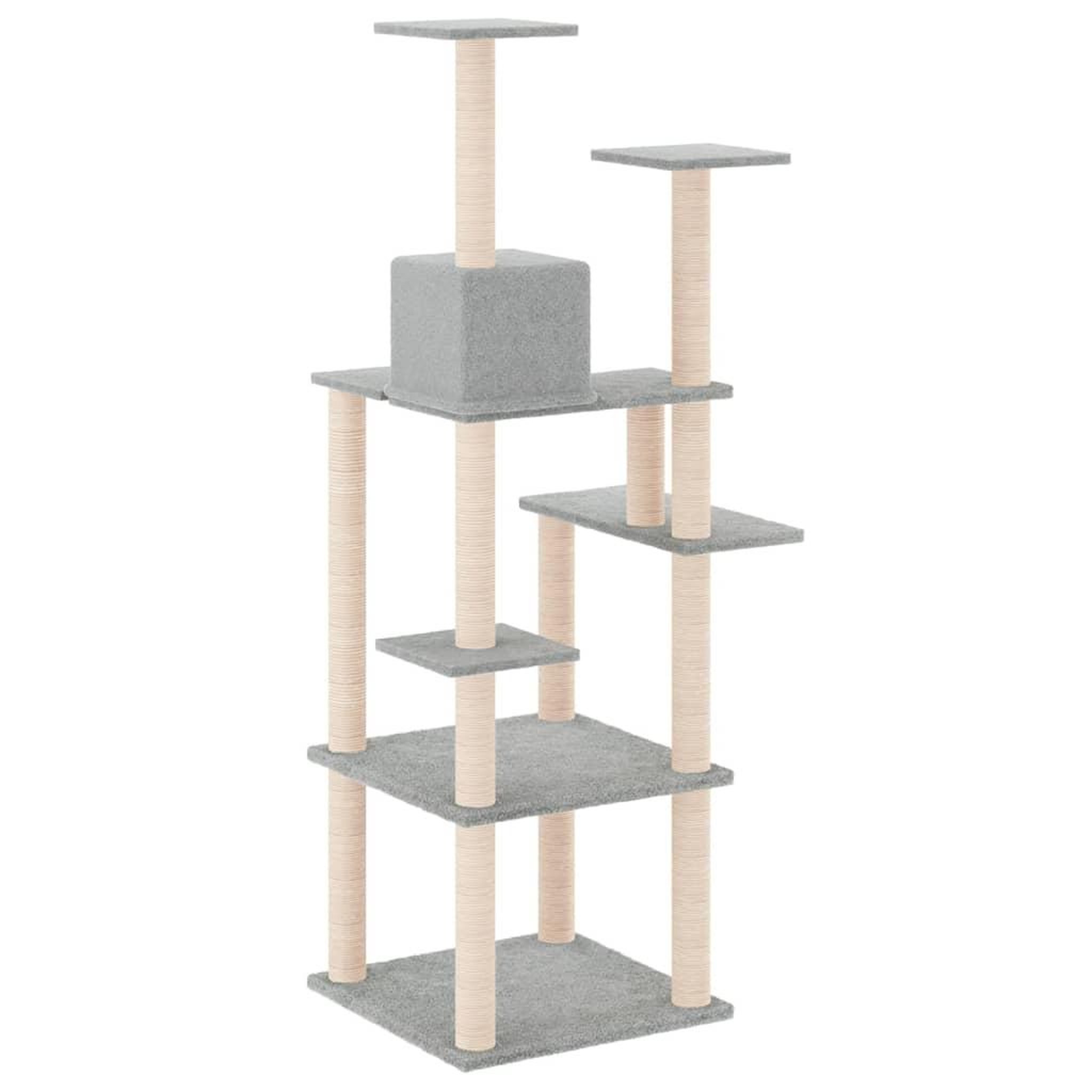 Voir la diapositive 5 : VIDAXL Arbre a chat avec griffoirs en sisal Gris clair 153 cm
