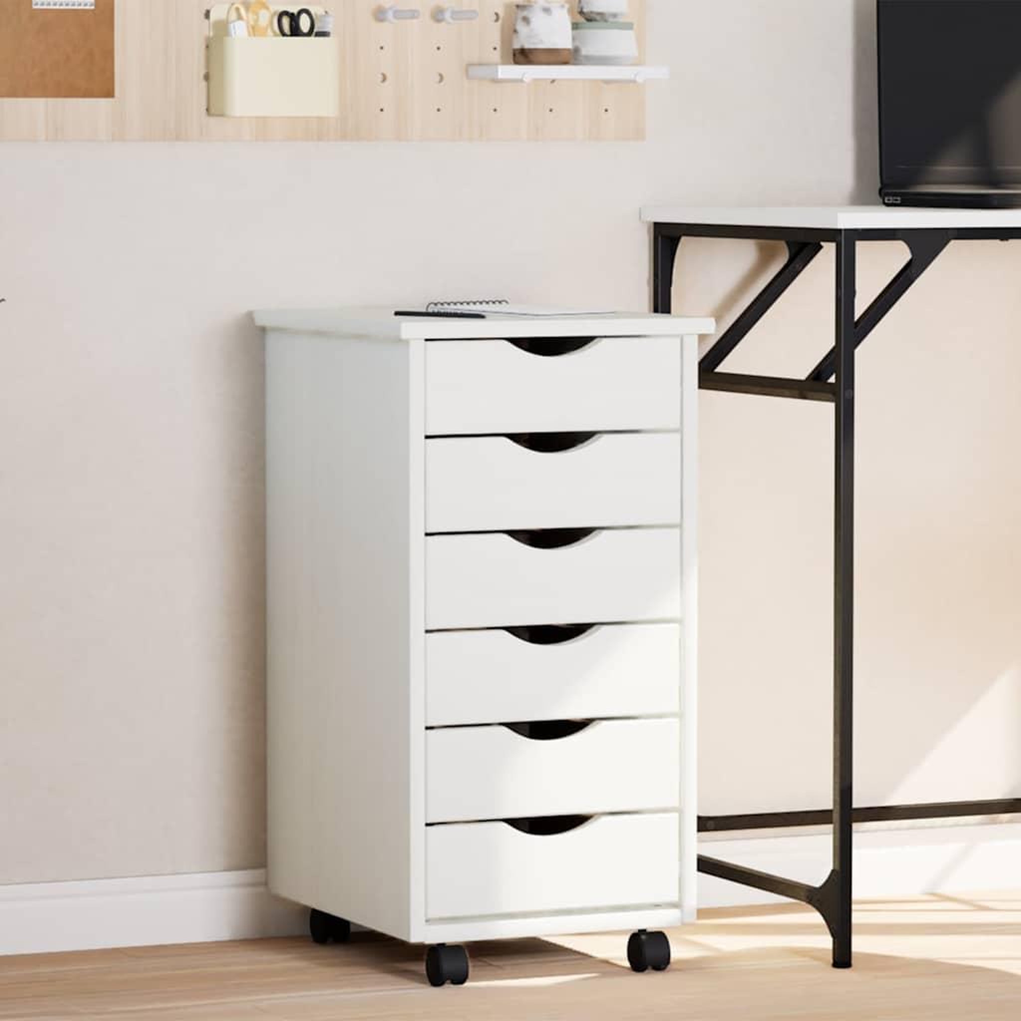 VIDAXL Armoire roulante avec tiroirs MOSS blanc bois de pin solide