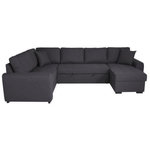 MARKET24 Canapé d'angle panoramique convertible réversible - Tissu Gris - L 313 x P 213 x H 90 cm - HAMILTON - Fabriqué en Ukraine