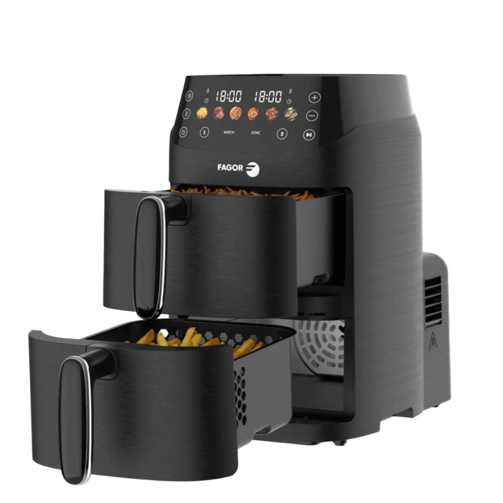 Voir la diapositive 2 : FAGOR Friteuse sans huile 2x2.5l 2000w noir - fg3301