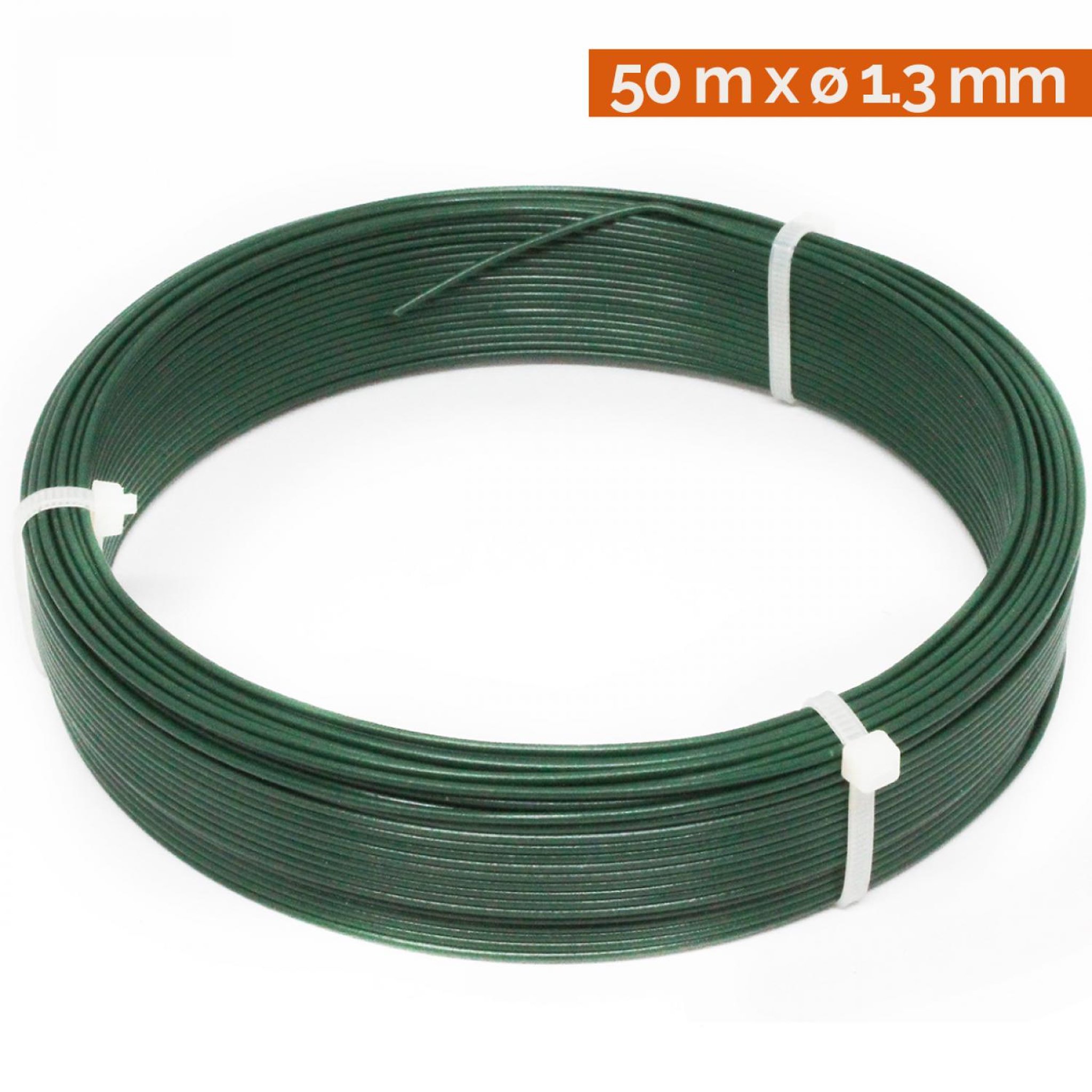 Voir la diapositive 2 : LINXOR Fil d'attache en acier galvanisé plastifié pour grillage ou autre - 50 m x 1.3mm Ø - Vert