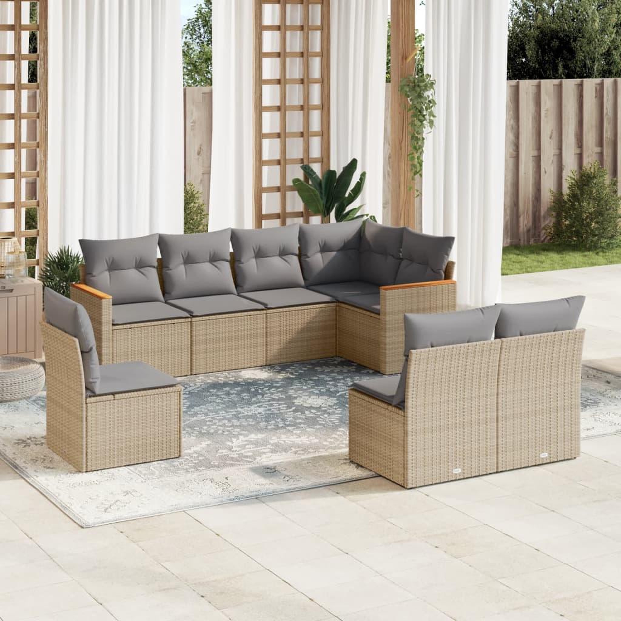 VIDAXL Salon de jardin avec coussins 8 pcs beige resine tressee