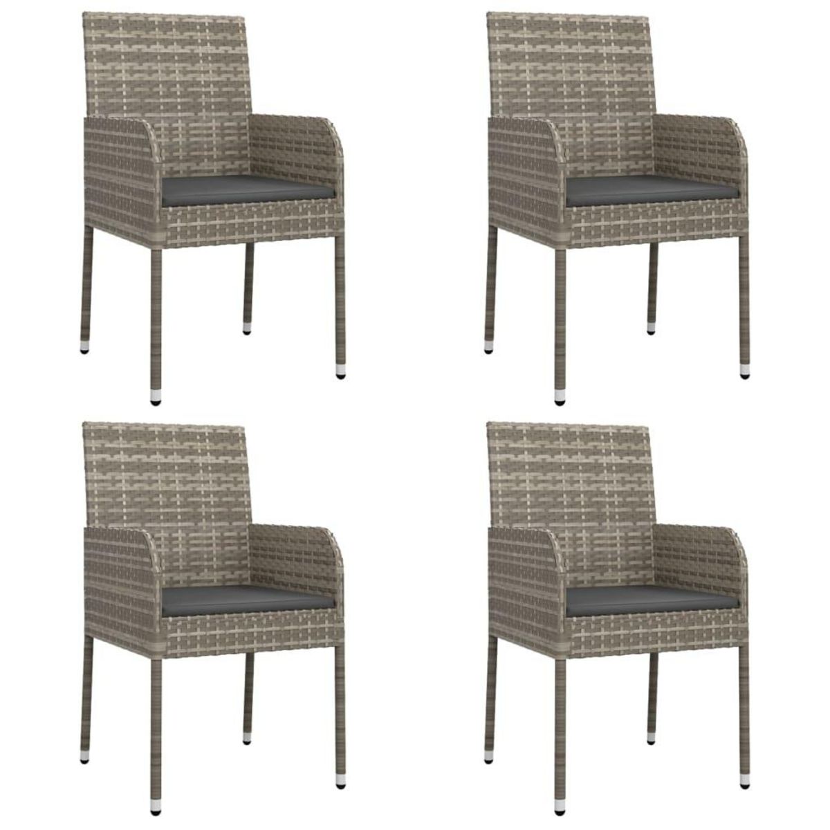 VIDAXL Ensemble a manger de jardin coussins 5 pcs noir et gris