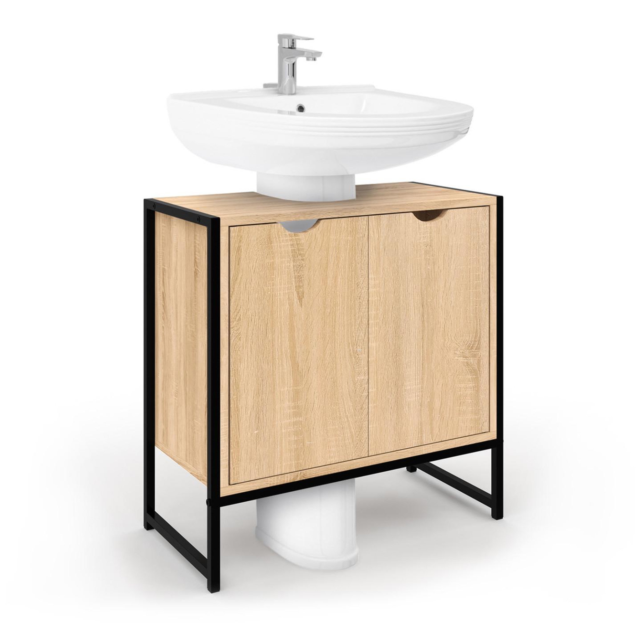 Voir la diapositive 1 : ID MARKET Meuble sous lavabo salle de bain DETROIT design industriel