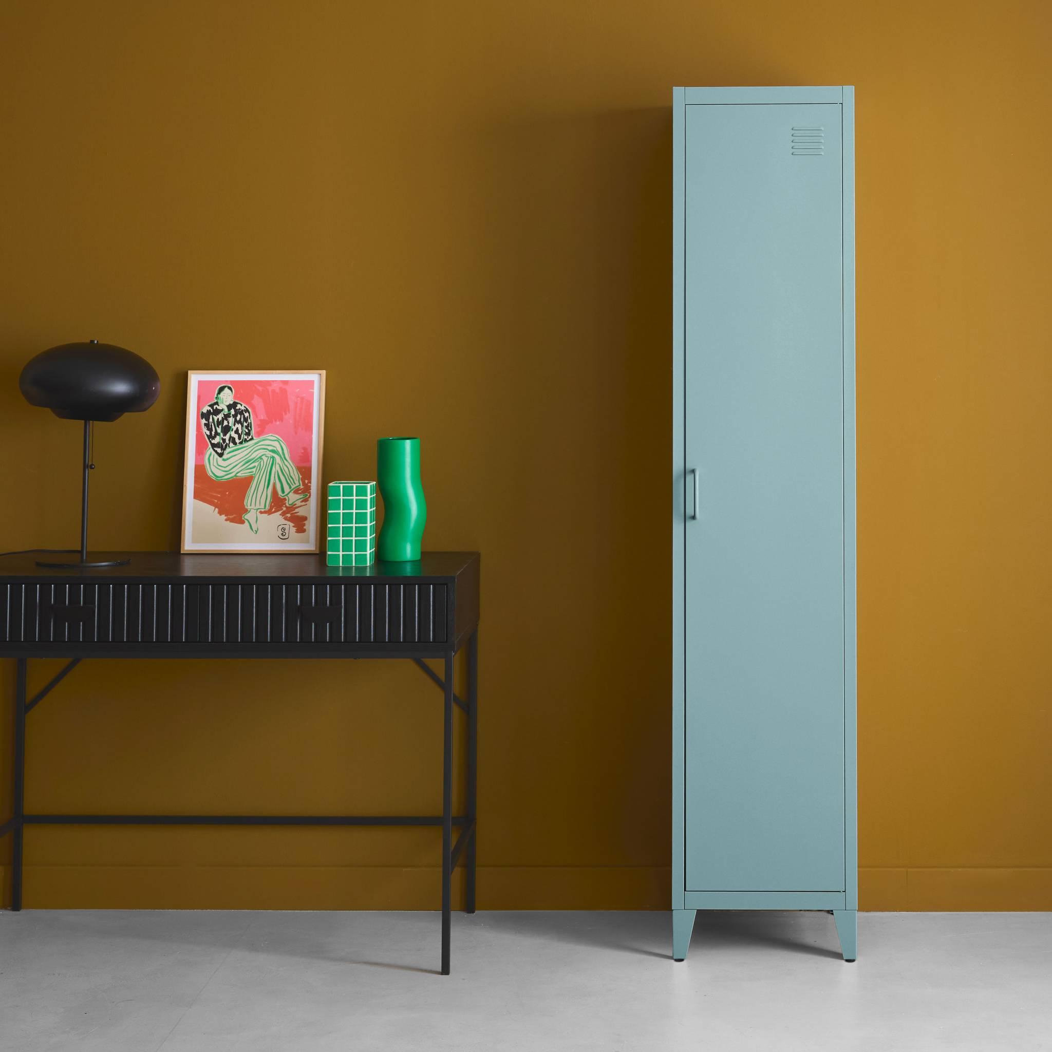 Voir la diapositive 2 : SWEEEK Armoire chambre industrielle métal, 4 espaces de rangement