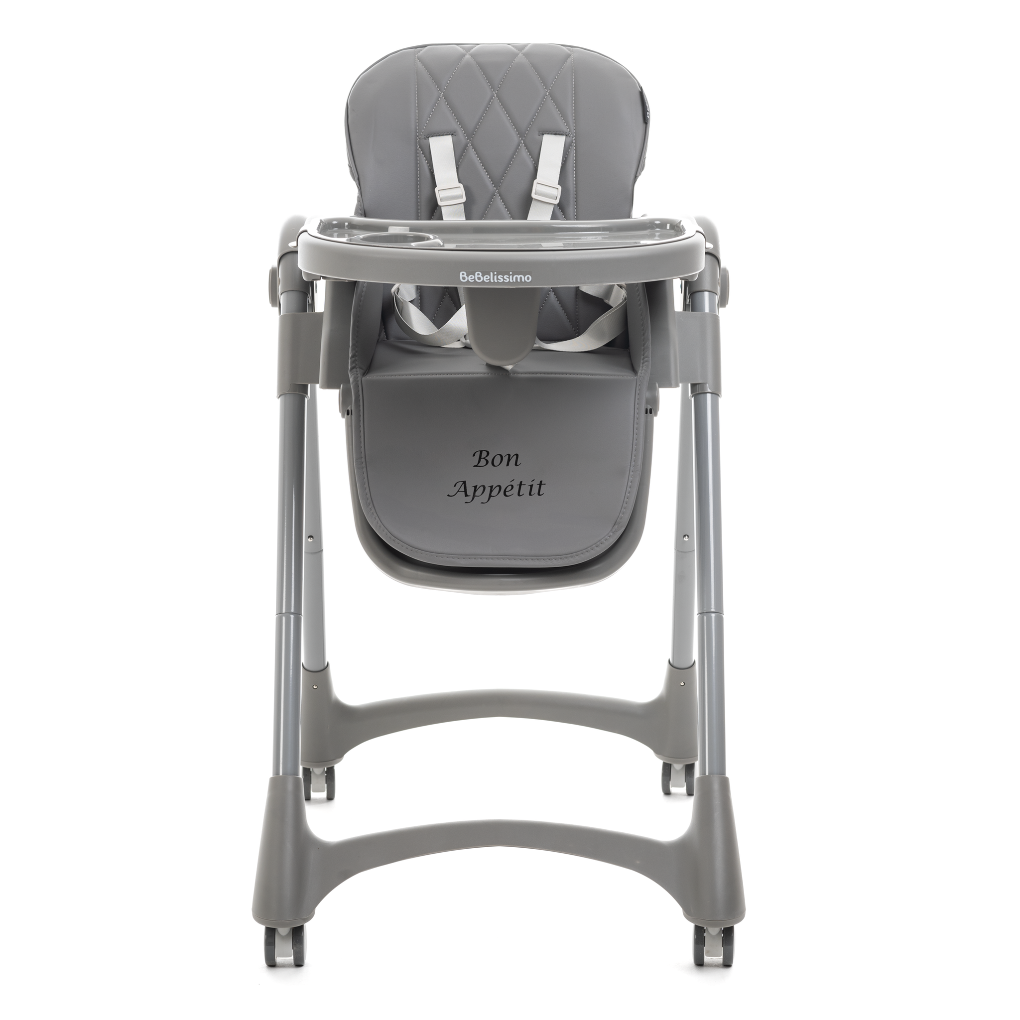 Voir la diapositive 3 : BEBELISSIMO Chaise haute évolutive bébé - Pliable - Compacte - Réglable hauteur - De 6 mois à 3 ans (15kg) - gris foncé - Bon Appetit