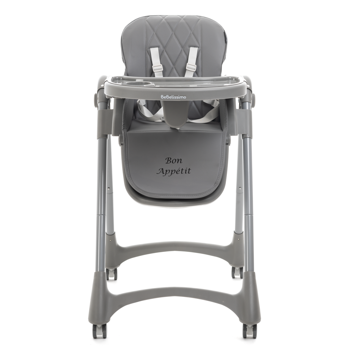 BEBELISSIMO Bebelissimo - Chaise haute évolutive bébé - Pliable - Compacte - Réglable hauteur - De 6 mois à 3 ans (15kg) - gris foncé - Bon Appetit