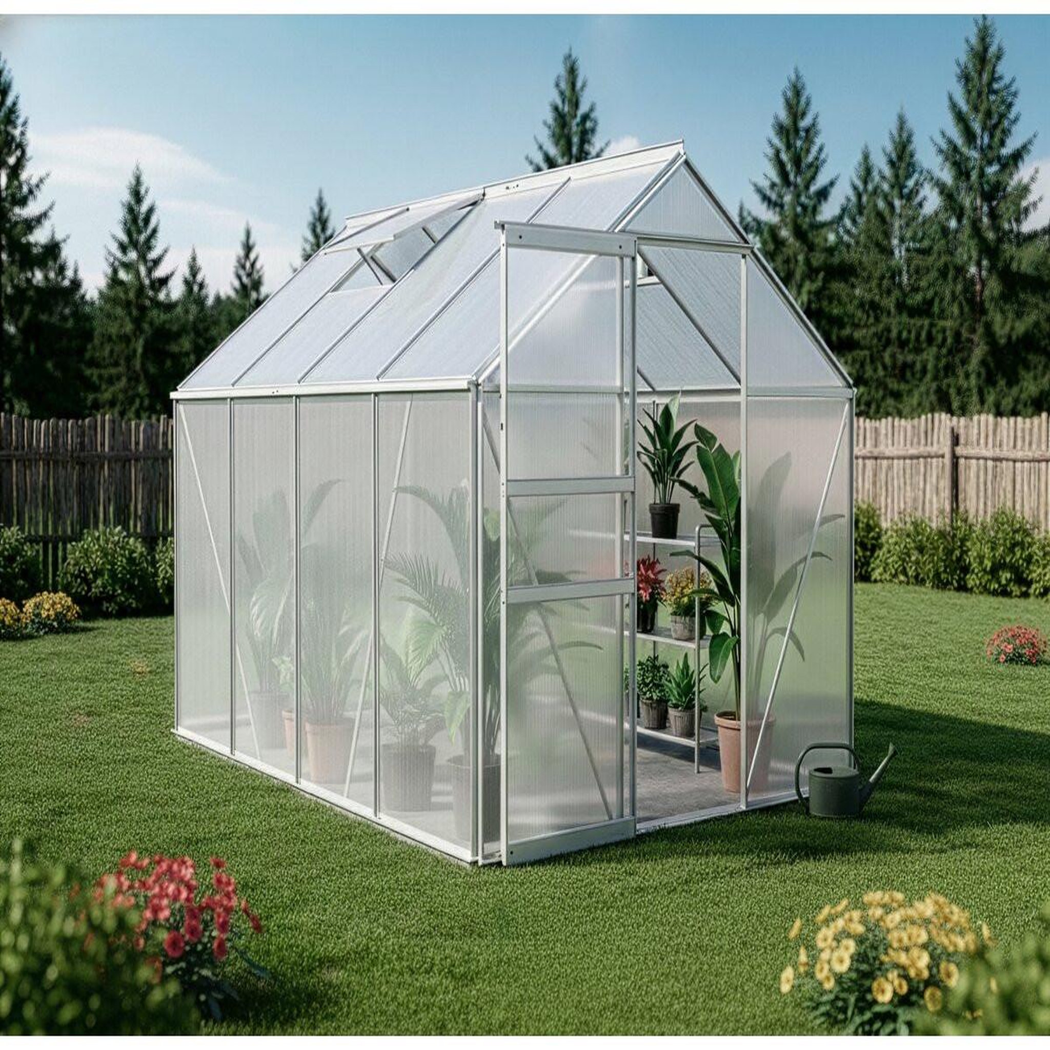 Voir la diapositive 2 : Habitat et Jardin Embase en acier galvanisé pour serre jardin  Basilic  - 4,75 m² - Gris