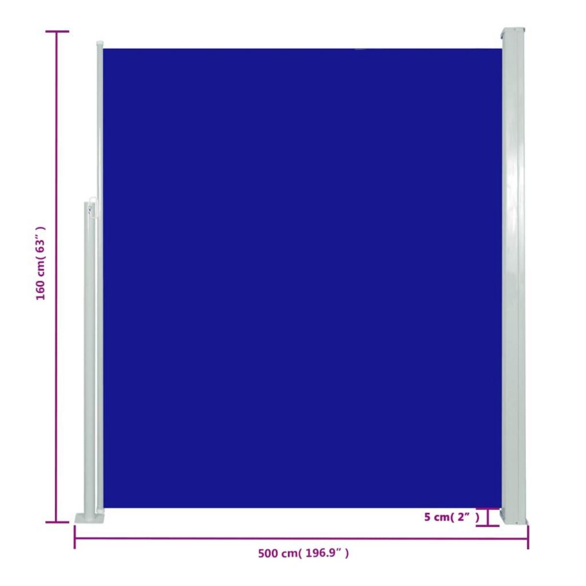 VIDAXL Auvent lateral retractable 160 x 500 cm Bleu