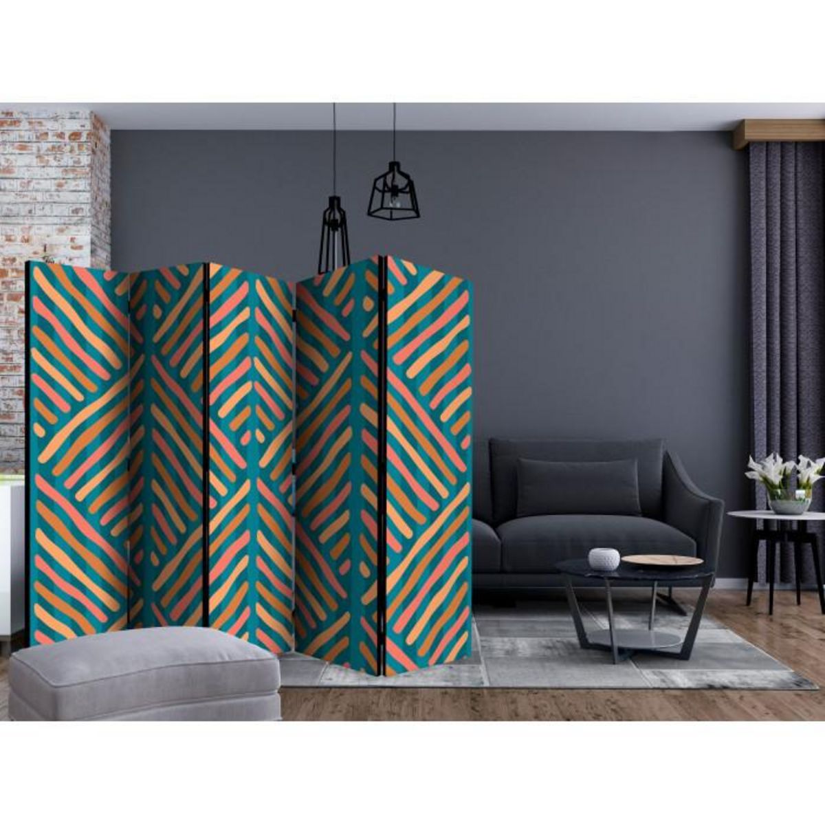 Paris Prix Paravent 5 Volets  Ethnic Composition  172x225cm