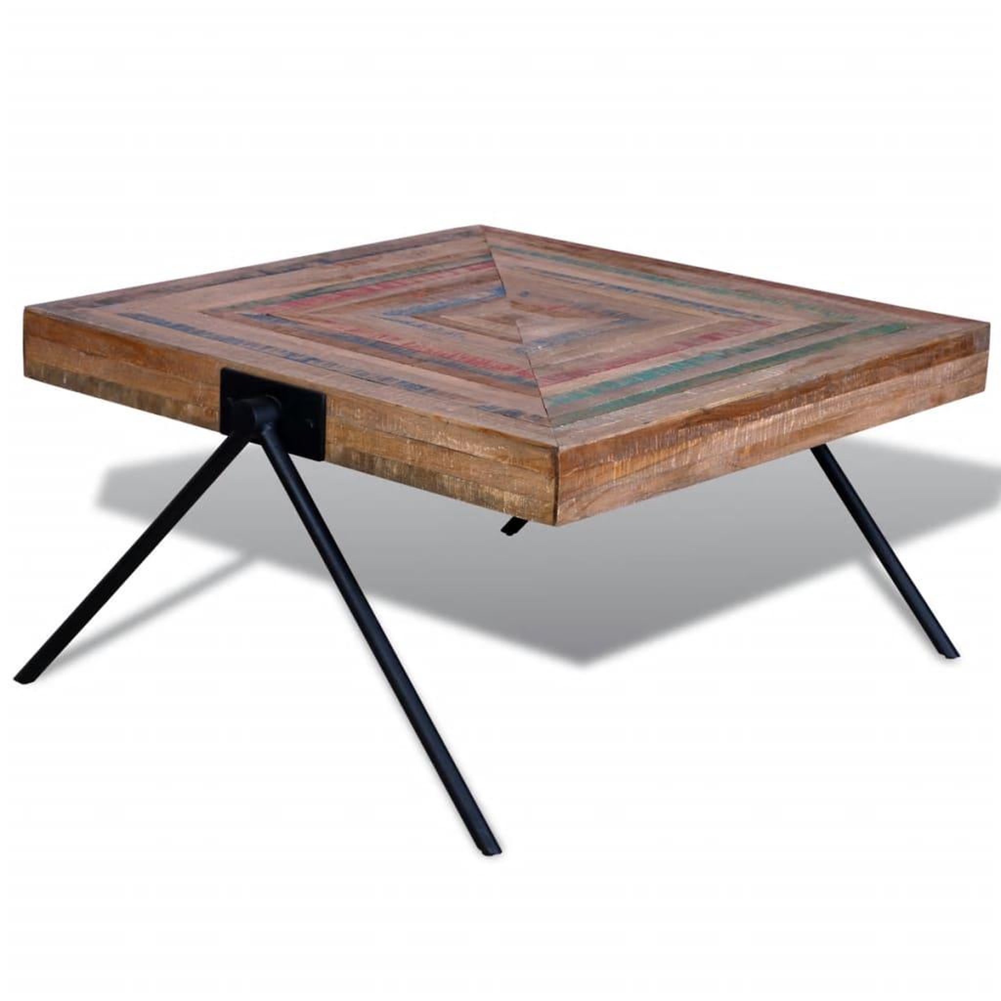 Voir la diapositive 2 : VIDAXL Table basse avec pieds en V Bois de teck recycle