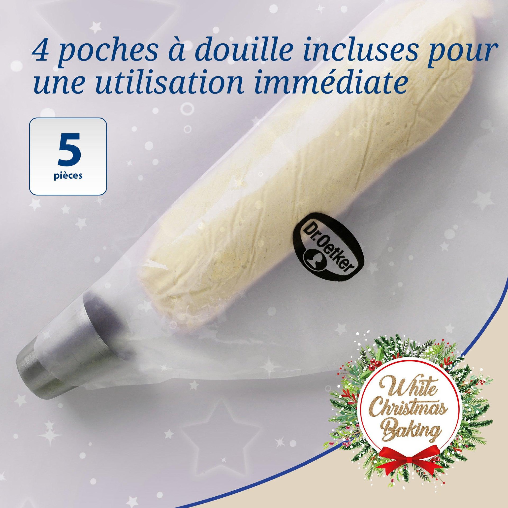 Voir la diapositive 4 : DR.OETKER Lot de 4 poches à douille et embout flocon de neige en inox dr.oetker baker edition