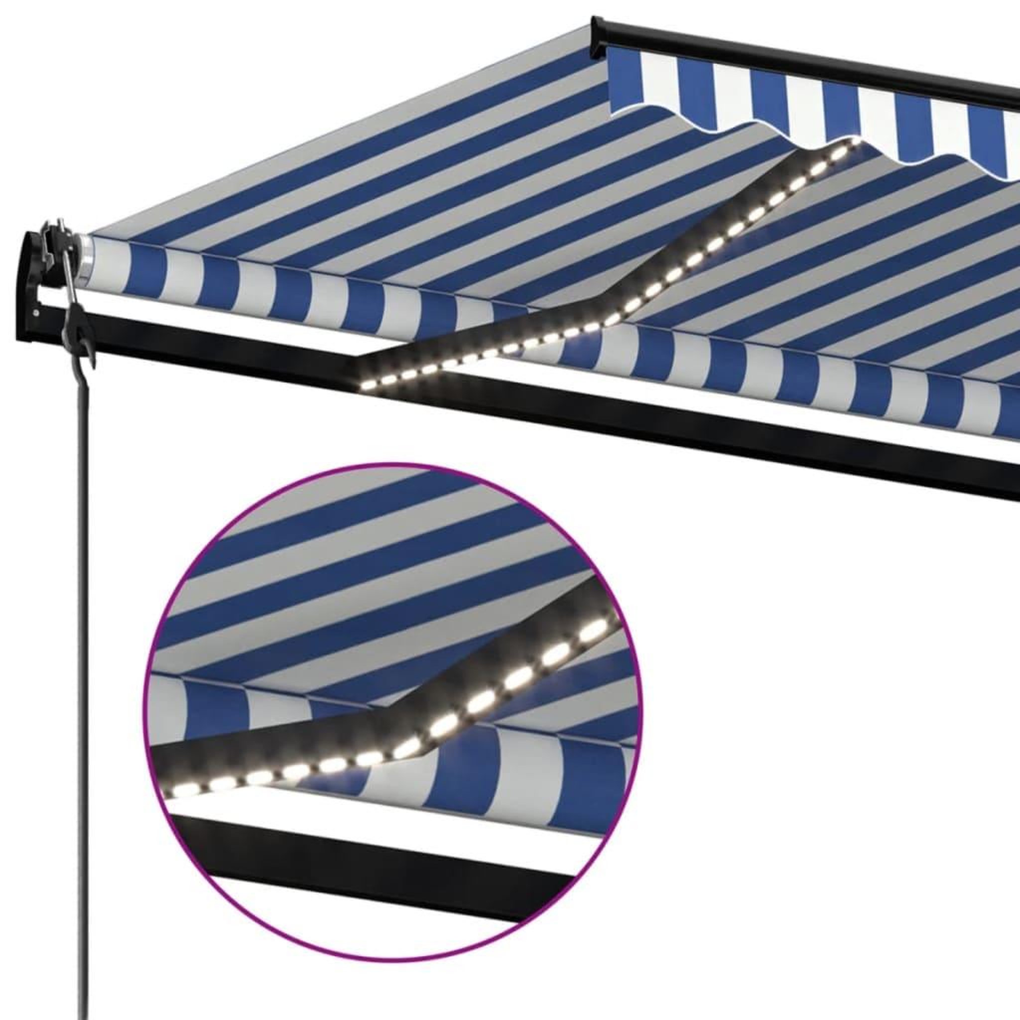Voir la diapositive 5 : VIDAXL Auvent automatique capteur de vent/LED 350x250 cm Bleu et blanc