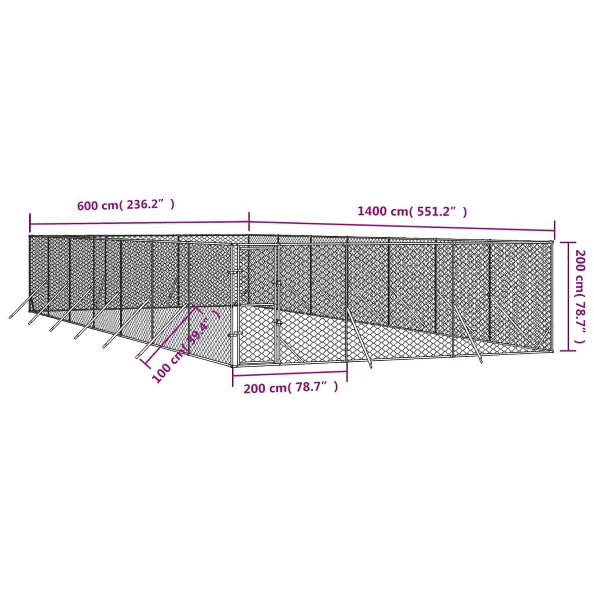 Voir la diapositive 5 : VIDAXL Chenil d'exterieur pour chiens argente 6x14x2 m acier galvanise