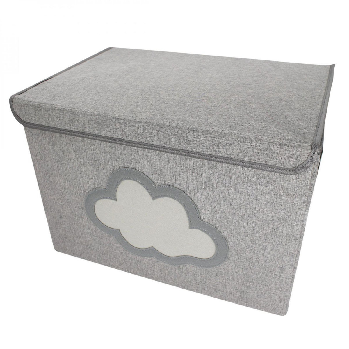 Monsieur Bébé Boite de rangement, coffre à jouets pour enfant avec couvercle - 50 x 35.5 x 35 cm - Gris Nuage